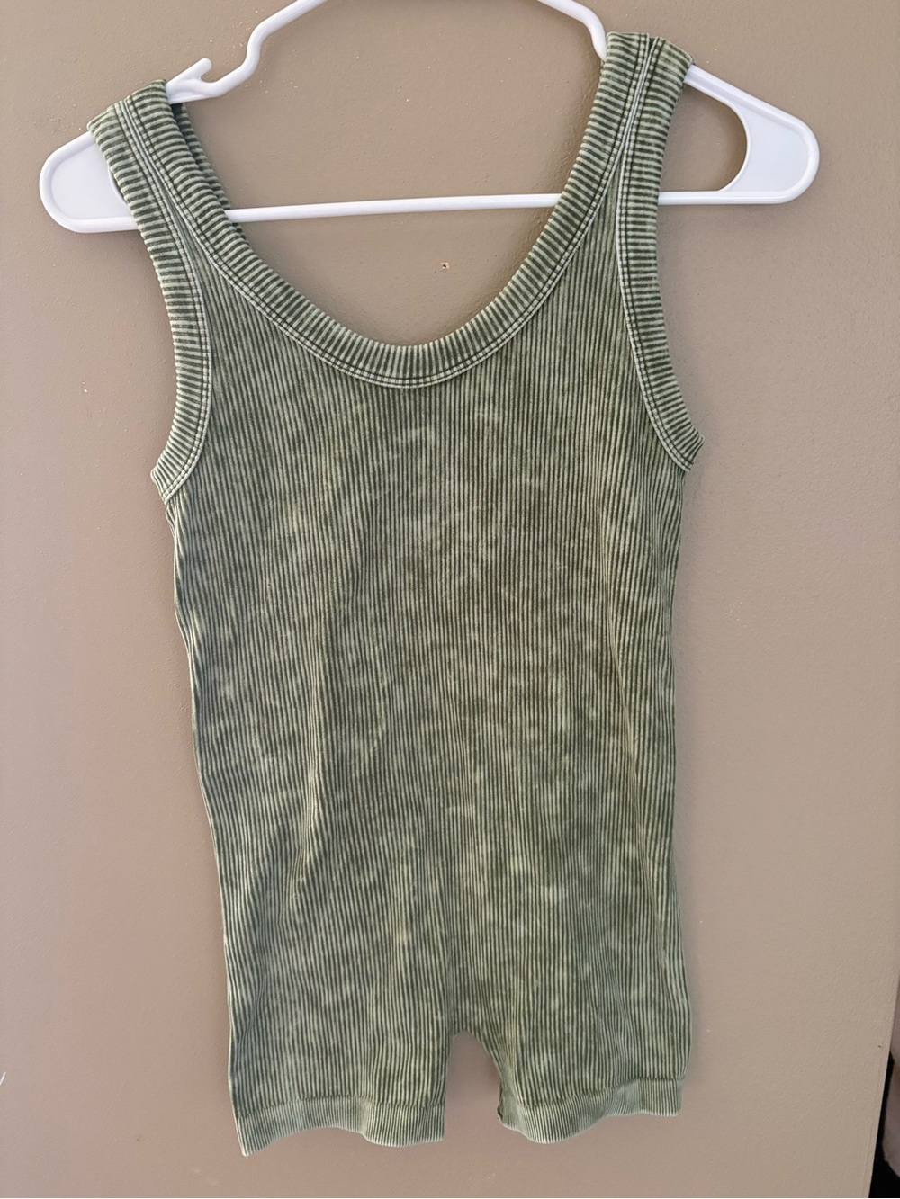 Zenana Outfitters Olive Ribbed Tank Romper